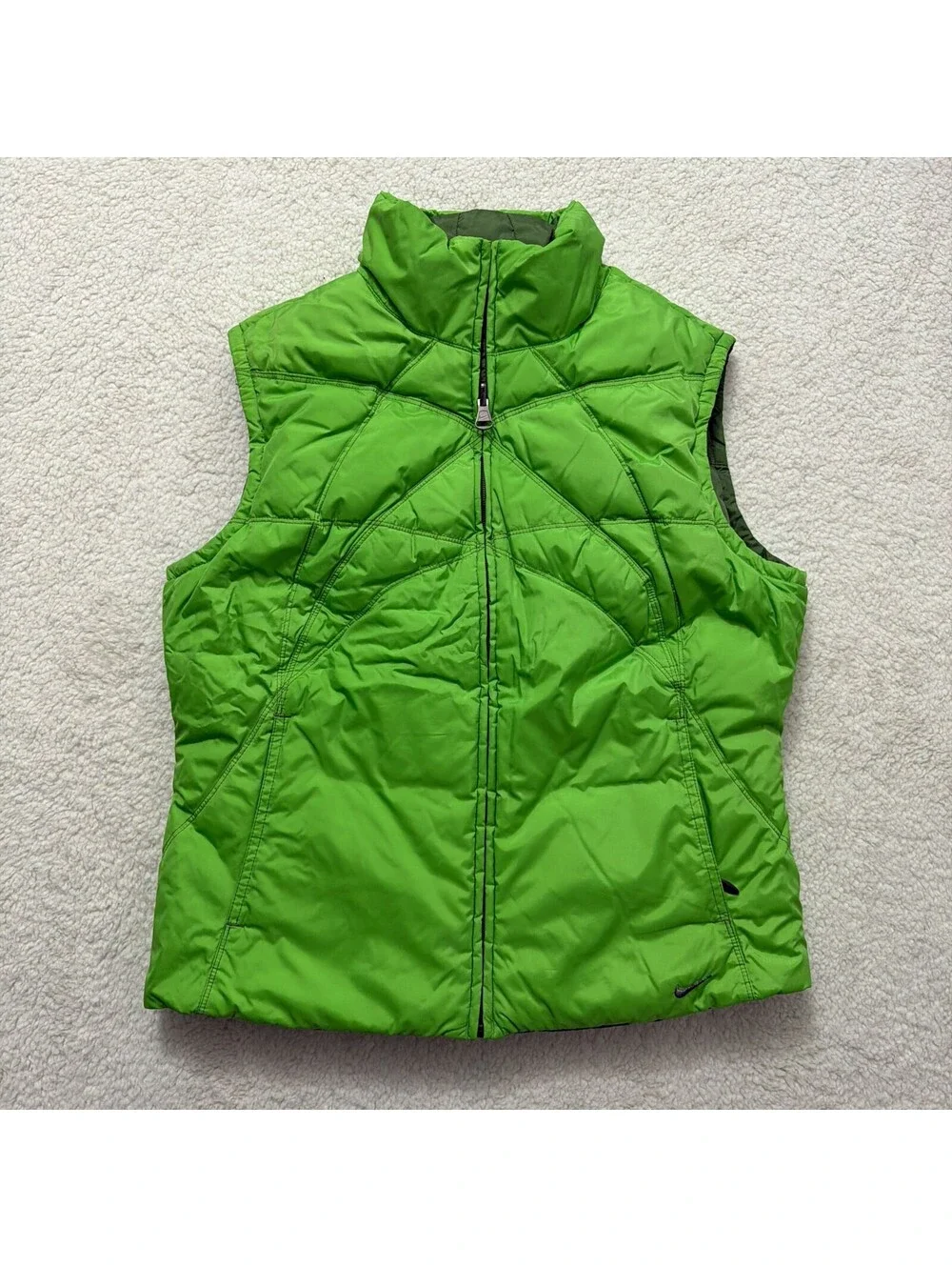 Vintage Y2K Nike Reversible Puffer Vest GreenSwoosh Youth L Women's Small Medium